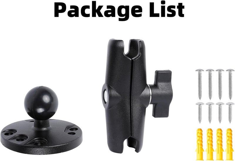 FPN 1" Ball Double Socket Arm with AMPS Hole Round Plate Base, Aluminum Alloy Arm&Drill Base, Compatible with RAM Mounts 1 Inch Ball Components, for Bike Car Motorcycle Phone Mount (4.53" Length) - Image 4
